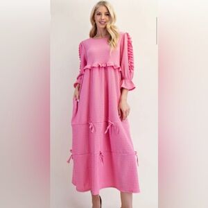 Elegant Pink Ruffle Dress